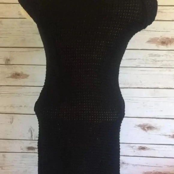 J J BASICS Women Cap Sleeve Above the Knee Black Knit Sweater Dress Size Small - Picture 4 of 10